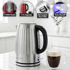 OVENTE 1.7L Stainless Steel Electric Kettle, 1750W Power, Silver KS711S - Image 2
