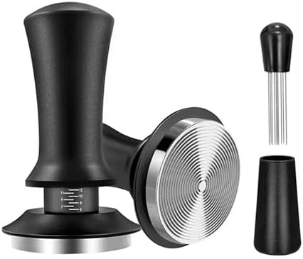 Coffee Tamper Spring Espresso Tamper 51mm 53mm 58mm Coffee Tampers And Coffee Stirrer Stainless Steel Tampers Coffee Accessories(58mm,Black-2Pcs) by Unknown