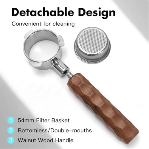 54mm Double Spout Bottomless Portafilter Replacement，Compatible For Breville，8 Series Espresso Machine Barista Tool Accessory(54mm Bottomless AL) - Image 4