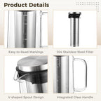 Cold Brew Pitcher, 1.4 L 48 Oz Borosilicate Glass Coffee Maker with Stainless Steel Mesh Filter and Airtight Lid, Iced Tea Maker for Home Beverage, Fridge Storage - Image 6