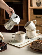 Gomakren Coffee Mugs Set of 4 Ceramic Coffee Cup with Stand, Creamy White - Image 6