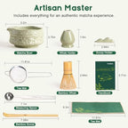 Matcha Whisk Set, 9 Pcs Matcha Set Kit for Ceremony Includes Ceramic Matcha Bowl, Holder, Bamboo Whisk & Scoop, Measuring Spoon, Scoop Rest, Sifter, Tea Towel, Handbook - Ideal Gift for All Ages - Image 3