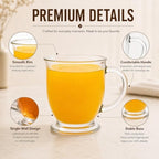 6 Pack Glass Coffee Mugs with 6 Spoons, 15 OZ Clear Drinking Glasses with Handle, Large Espresso Cup, Hot Cold Beverage Glassware Set for Water, Tea, Cappuccino, Latte, Juice, Cocoa, Milk - Image 3
