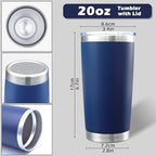 AIANJI 20oz Tumbler with Lid Stainless Steel Tumblers Insulated Mug Navy 6P - Image 5