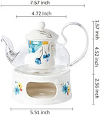Glass Tea Pot Warmer Set 22oz Glass Teapot with Removable Loose Tea Infuser and Candle Holder Warmer Heating Base Elegant Teapot Gift Set Stovetop Safe Kettle,Style 4-7.,Style 3-7.67 x 8.68 inch - Image 4