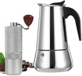 Manual Coffee Grinder Detachable Stainless Steel Conical Burr Aluminum Coffee Bean Grinder Silver with 4 Cup Stovetop Espresso Maker Stainless Steel Moka Pot Stove Top Percolator Italian Coffee by Theperfectcombinationofcoffeehomeandhealthylivingmakingeverydayadayofrituals