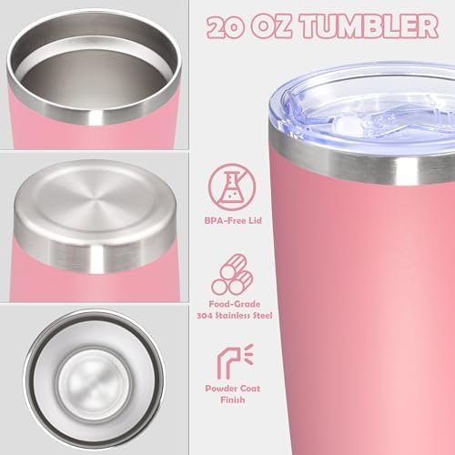 20oz Tumbler Stainless Steel Tumbler Coffee Tumbler with Lid Pink, 8P - Image 3