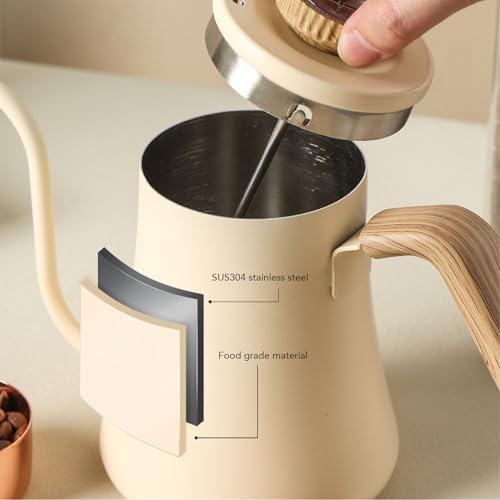 AUNMAS Gooseneck Electric Kettle with Temperature Control 600ml Stainless Steel Pour Over Kettle with Built in Thermometer for Coffee Tea Home Camping - Image 2