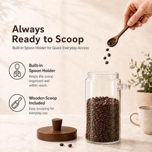 ANSQU 2 Pack Glass Jar with Spoon, 34oz Airtight Coffee Bean Container - Image 4