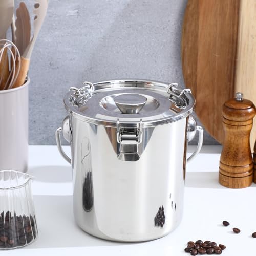 iplusmile Stainless Steel Airtight Canisters Container: 112 fl oz Airtight Clamp Lid Kitchen Food Storage Bucket for Rice Flour Grain Coffee Bean Flour Oil Sugar Milk - Image 4