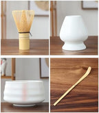 Matcha Whisk Scoop and Holder Matcha Bowl with Strainer Japanese Matcha Ceremony Accessory Set White - Image 3