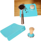 Coffee Powder Press Tool Set Wooden Handle Flat Base Hammer Silicone Anti-Slip Mat with Slot (58mm / 2.28in Tamper) - Image 3