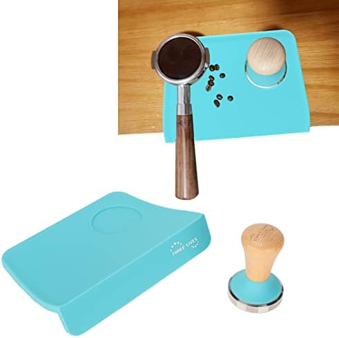 Coffee Powder Press Tool Set Wooden Handle Flat Base Hammer Silicone Anti-Slip Mat with Slot (58mm / 2.28in Tamper) - Image 3