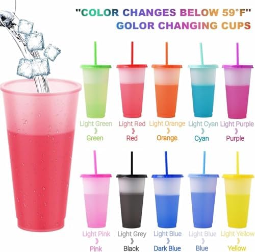 60 Pack Color Changing Cups Bulk,24 oz Plastic Tumblers - Image 3