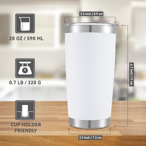 20 oz Tumblers Bulk Stainless Steel Tumbler with Lid, 6 Pack - Image 3