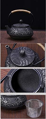 tetsubin Cast iron Tea Kettle workshop Healthy japanese fish pattern Teapot with Stainless Steel Infuser（30.4oz） - Image 4