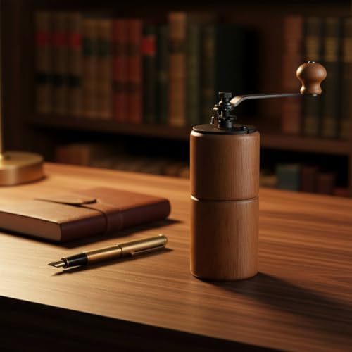Amagogo Wooden Manual Coffee with Hand Crank and Stainless Steel Shaft for Grinding Fresh Coffee Beans Suitable for Kitchen Counter Use, Light Color - Image 5