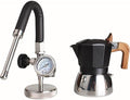 Outdoor Milk Frother, Stainless Steel Steam Milk Frothing Pitcher, Electric Milk Steamer, Split Design, with 3-hole Nozzle/Air Pressure Gauge, Washable and Easy To Clean, for Latte.(Black) by Unknown