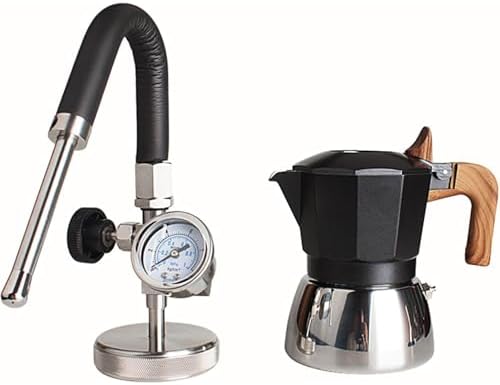 Outdoor Milk Frother, Stainless Steel Steam Milk Frothing Pitcher, Electric Milk Steamer, Split Design, with 3-hole Nozzle/Air Pressure Gauge, Washable and Easy To Clean, for Latte.(Black) by Unknown