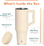 Elemental Spill Proof 40oz Insulated Tumbler with Handle & Straw Travel Mug - Image 3
