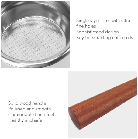 Asixxsix 58mm Bottomless Portafilter, Stainless Steel Dual Ears Handle for GAGGIA Machines, Wooden Bottomless Handle with 58mm Filter Basket, 393g Weight, Fits GAGGIA Baby Classic (F - Image 3