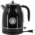 1.8 Quart Electric Tea Kettle and 2 Slice Toaster Combo, Retro Kitchen Appliance Set with Adjustable Browning and Water Temperature Gauge (Black) - Image 4