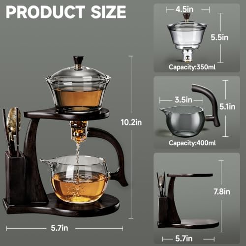 Lazy Gong Fu Tea Set Semi Automatic Magnetic Glass Teapot - Image 6