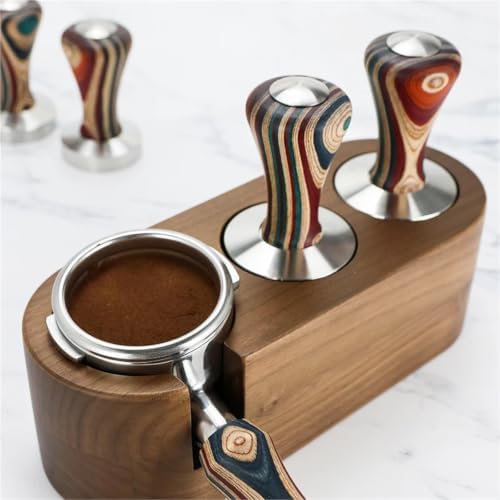 51mm 54mm 58mm Coffee Bottomless Portafilter Replacement Filter Basket Solid Colorful Wooden Handle Tamper Barista Accessories filter basket(54mm Zinc Alloy) - Image 5