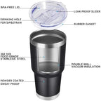 DOMICARE 30oz Tumbler Bulk with Lid and Straw, Double Wall Travel Coffee Mug, Insulated Vacuum Stainless Steel Tumblers, Powder Coated Tumbler Cup (Black, 8) - Image 5