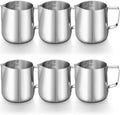Honeydak 6 Pcs Milk Frothing Pitcher 304 Stainless Steel, 12oz, Silver by Honeydak