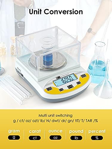 CGOLDENWALL Lab Scale 3000gX0.01g Analytical Electronic Balance Digital Laboratory Scale Precision Jewelry Scales Kitchen Weighing Scales 0.01g Calibrated 110V (3000g, 0.01g) - Image 3