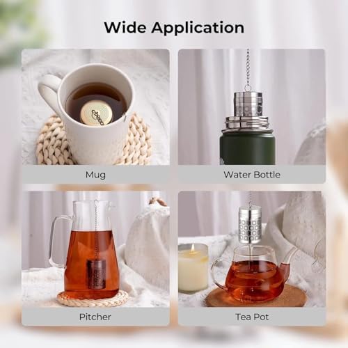 3PCS Tea Strainers for Loose Tea,Loose leaf tea infuser,Extra Fine Mesh Tea Infuser, 304 Stainless Steel & Updated Slim Threaded Lid, Loose Leaf Tea Steeper - Image 2