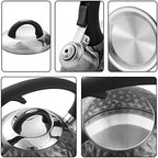 Copper Tea Kettle Stainless Steel Teapot Whistling Kettle Unique Button Control Kettle Outlet Loud Whistle Food Grade Teapot 3.2 Quart / 3 Liter (Black) - Image 2