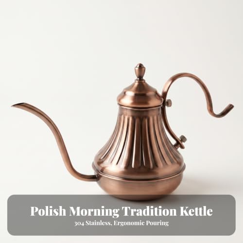 Easy to Clean Kettle | Food-Grade Stainless Steel, Gooseneck Coffee Kettle Fluted Body, for Home, Baristas, Bronze, 450ML - Image 2