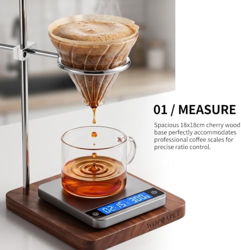 Pour Over Coffee Stand, Walnut Wood & Stainless Steel - Image 3