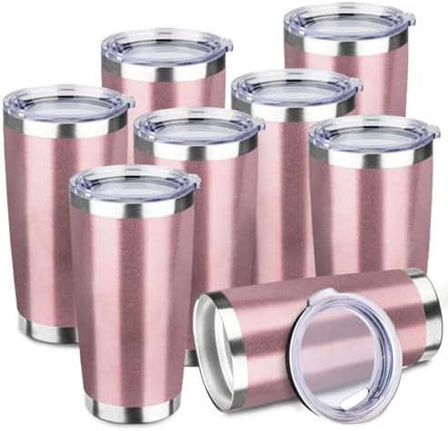 StarSpeed 8 Pack 20oz Stainless Steel Travel Coffee Tumbler,Rose Gold by StarSpeed