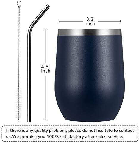 MEWAY 12oz/8 Pack Wine Tumbler Glasses with Lid - Stemless Double Wall Vacuum Stainless Steel Travel Tumbler - Keeping Cold & Hot for Wine,Coffee,Cocktails,Drinks-Family and Gifts (Navy,Set of 8) - Image 4