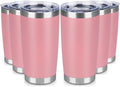 20 oz Tumbler Stainless Steel Tumblers Bulk with Lid Double Wall Insulated Coffee Tumbler Cups for Hot & Cold Drinks Powder Coated Travel Coffee Tumbler Mug Metal (Rose Pink, 6 pack) by VQRRCKI