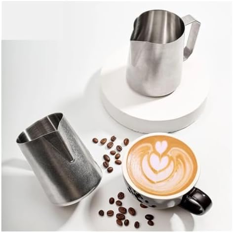 350/450/600ml Milk Steaming Frothing Pitcher Stainless Steel Milk Jug Pull Flower Cup for Espresso Coffee(600ml Blue) - Image 3