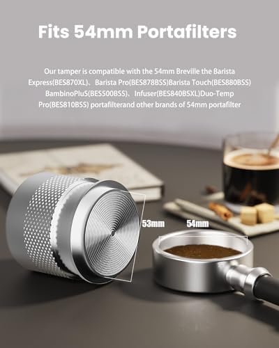 53mm Espresso Tamper, Maestri House Stainless Steel Barista Coffee Tamper for Espresso Machine, Spring-loaded Tamper Fits for 54mm Breville Portafilter Fits for 54mm Espresso Portafilter (Silver) - Image 2