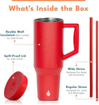 Elemental Spill Proof 40oz Insulated Tumbler with Handle & Straw Travel Mug - Image 3