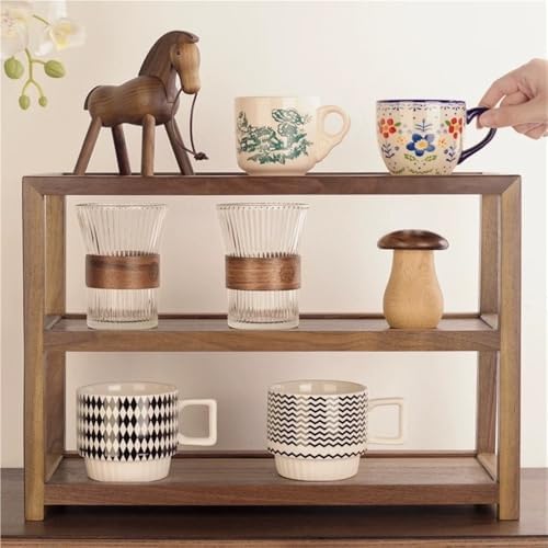 3-Tier Solid Wood Coffee Mug Display Rack, Kitchen Cabinet Storage, Multi-Functional Seasoning, Cup Holder for Kitchen, Office or Living Room - Image 4