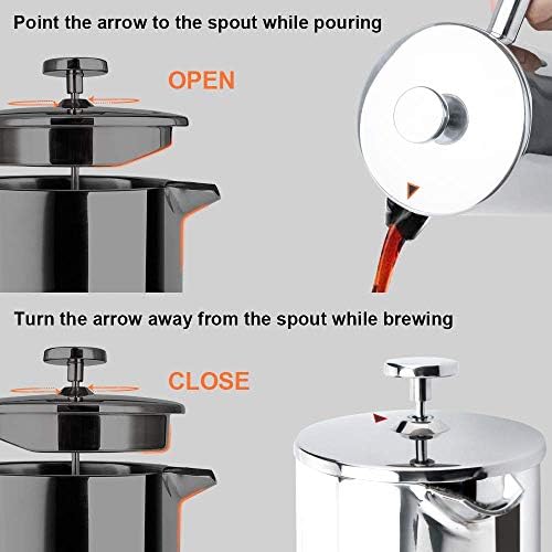 Secura Electric Coffee Grinder and Spice Grinder with 2 Removable Bowls And French Press Coffee Maker, 304 Grade Stainless Steel Insulated Coffee Press 50 Oz. - Image 5