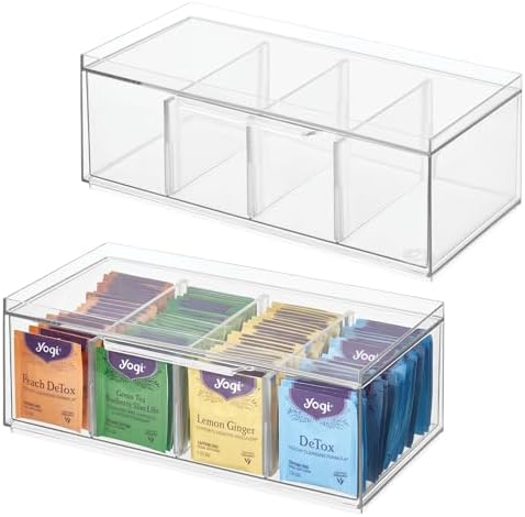 iDesign XL Tea Bag Organizer, Clear, 2-Pack by iDesign