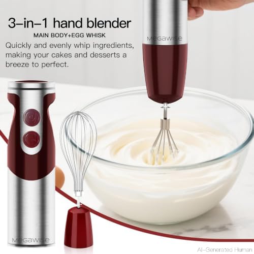 MEGAWISE Immersion Blender, 3-in-1 Hand Blender with Whisk & Milk Frother - Image 6