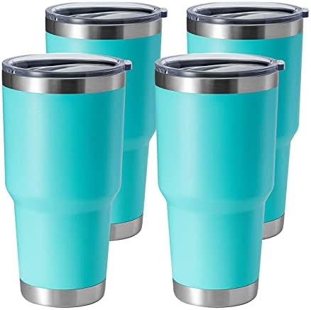 HASLE OUTFITTERS 30oz Stainless Steel Tumbler, Double Wall Vacuum Insulated Travel Mug Tumbler, Durable Insulated Coffee Mug, Gift Box Set (Light Green, 4) by HASLEOUTFITTERS