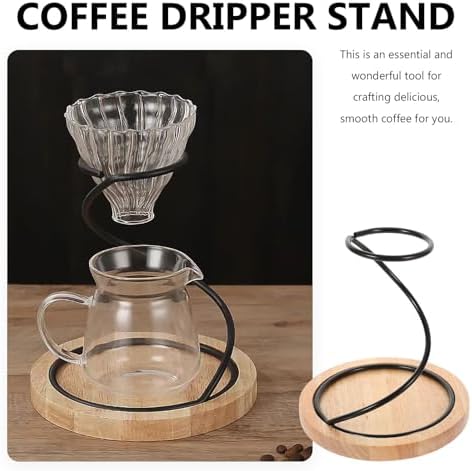 Hand Coffee Filter Holder Stand Wooden Iron Xmas for Home Cafe - Image 3