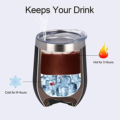 Lifecapido 4 Pack 12Oz Stainless Steel Stemless Wine Glasses, Insulated Wine Tumbler, Stainless Steel Wine Tumbler Cups with Lids and Straws for Coffee, Cocktails, Wine, Champaign, Black… - Image 5