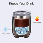 Lifecapido 4 Pack 12Oz Stainless Steel Stemless Wine Glasses, Insulated Wine Tumbler, Stainless Steel Wine Tumbler Cups with Lids and Straws for Coffee, Cocktails, Wine, Champaign, Black… - Image 5