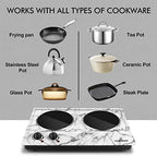 CUSIMAX Hot Plate, 1800W Double Burner Hot Plate for Cooking, White Marble - Image 3